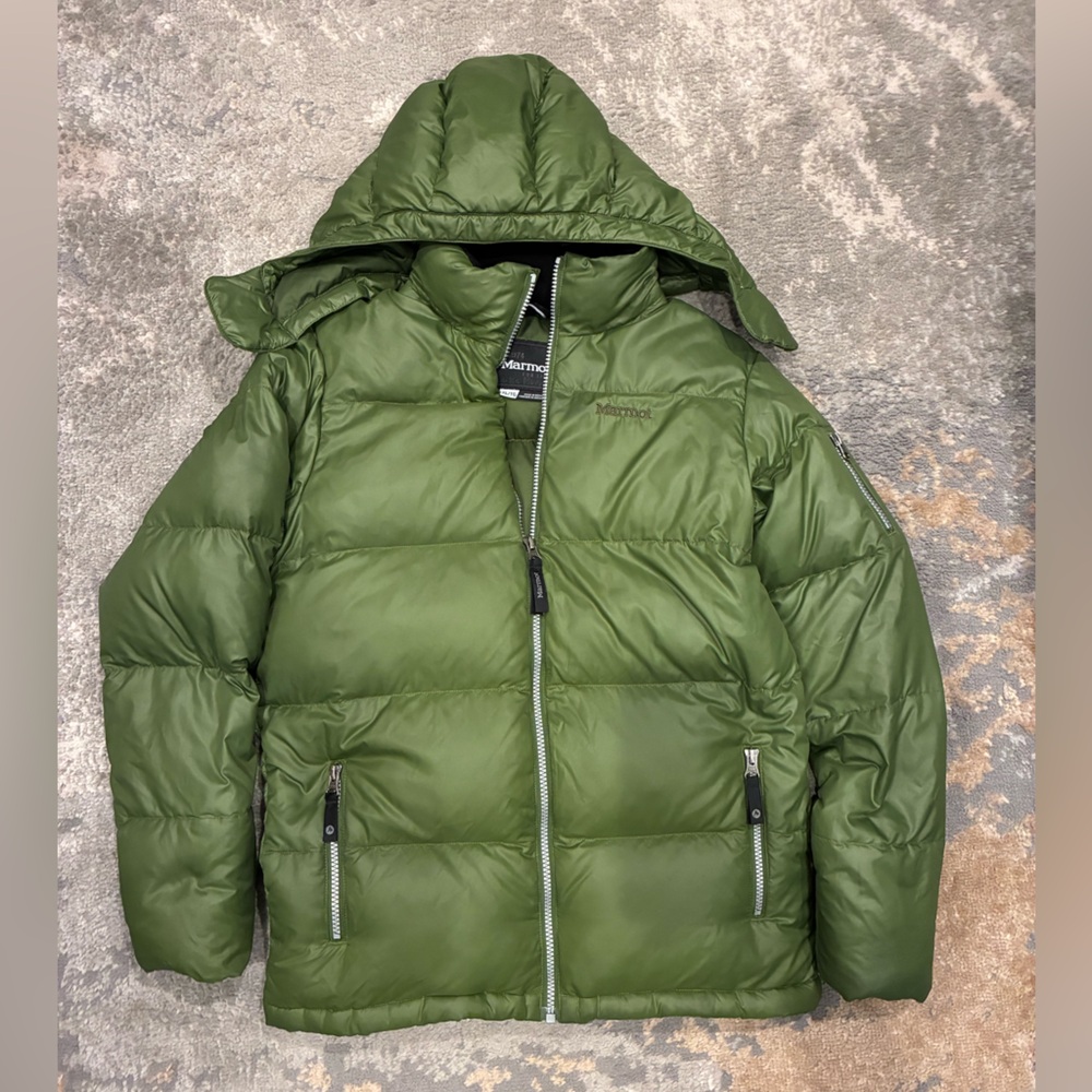 Marmot Olive Green Kids XL 700 Goose Fill Down Puffer Jacket / Like NEW